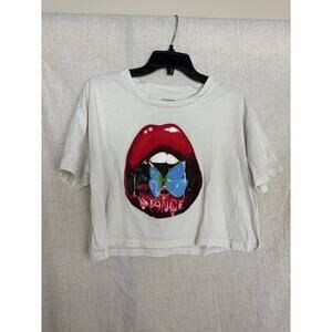 Stance White Crop T Lips Cream Butterfly T-Shirt Size XL